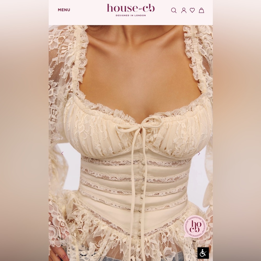 House of CB CARA Vintage Ivory Long Sleeve Lace Peplum Top- size small NWOT ๐ค๐๏ธ - Picture 5 of 12